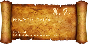 Miháli Irina névjegykártya